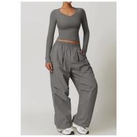 Top deportivo de manga larga con cuello en V para mujer, camiseta deportiva ajustada para Yoga, top deportivo, ropa deportiva para correr, entrenamiento deportivo - details 5
