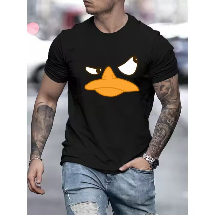 Camiseta con gráfico de pato de dibujos animados para hombre - 1