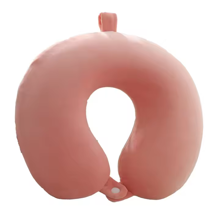 Almohada de Cuello de Algodón Sólido de Color Sólido Almohada en Forma de U con Memoria de Rebote Lento Ideal para Viajes en Coche y Siestas en Oficina - 1