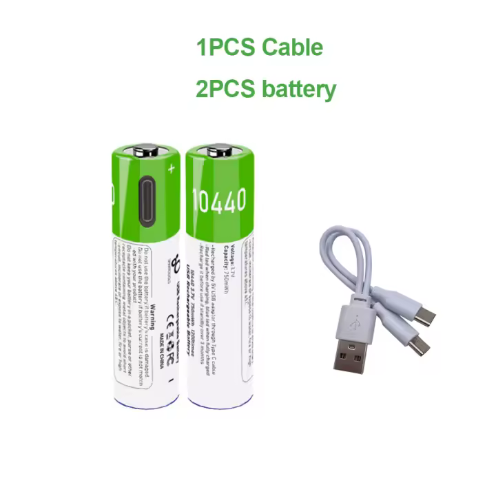 Batería Recargable USB AAA 10440 de YTBNA para Faro Mecánico Mod Antorcha Faro Vap con Cable Superior de Botón 3.7V - 1