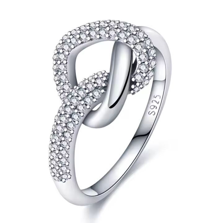 Anillo de Plata en Forma de Corazón Vintage Joyería de Pavemento Ancho para Mujeres - 1