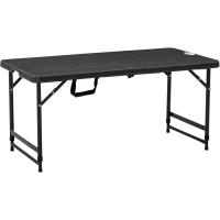 Mesa de Jardín Rectangular Plegable Mesa de Comedor Exterior para 4 Personas con Altura Ajustable y Marco de Acero para Patio Terraza Balcón 118x60x56-74 cm Gris Oscuro - details 0