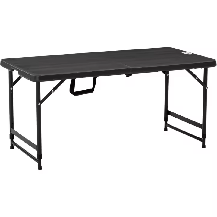 Mesa de Jardín Rectangular Plegable Mesa de Comedor Exterior para 4 Personas con Altura Ajustable y Marco de Acero para Patio Terraza Balcón 118x60x56-74 cm Gris Oscuro - 1