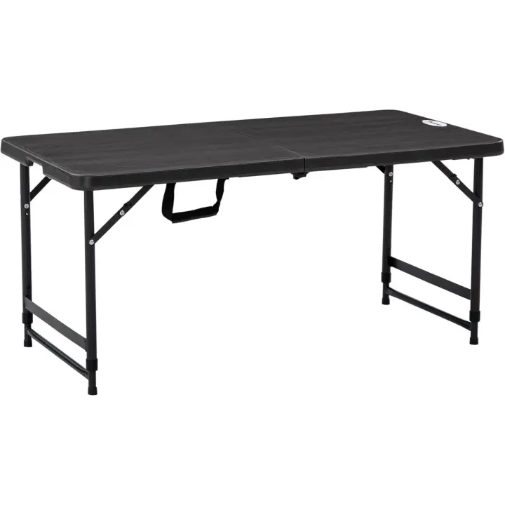 Mesa de Jardín Rectangular Plegable Mesa de Comedor Exterior para 4 Personas con Altura Ajustable y Marco de Acero para Patio Terraza Balcón 118x60x56-74 cm Gris Oscuro - 1
