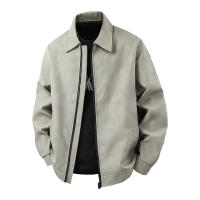 New Solid Leisure Port Wind Man Coat Outdoors Simplicity Fashion Jacket Spring Autumn Retro Style Flip Collar Leather Jacket Man - details 1