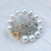 Pulsera elástica de 14mm para mujer, cuentas de perlas de concha Natural, redondas, grandes y exageradas, joyería de 7-9 pulgadas - details 0