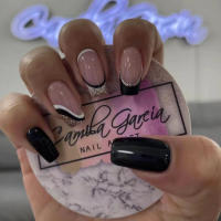 Set De Uñas Postizas Cortas Francés Minimalista Con 1 Jalea Y 1 Archivo De Uñas 24 PCs Uñas De Tiras Estilo Jelly Y Minimalista - details 11