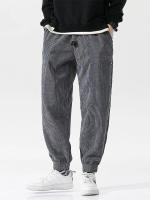 Pantalones de chándal holgados de pana para hombre, pantalones bombachos holgados deportivos de lana con tecnología informal de Color sólido para otoño e invierno, pantalones largos para hombre - details 5