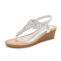 Sandalias de cuña con plataforma gruesa estilo coreano con diamantes de imitación, moda bohemia para mujer 2024 - details 1