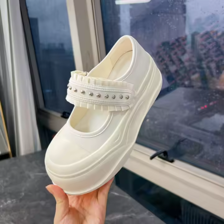 Suela de espuma Velcro Mary Jane zapatos nueva cabeza grande deportes pequeño blanco zapatos casual versátil solo zapatos - 1
