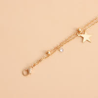 Cadena de clavícula de doble capa para mujer, collar con colgante de estrella de cinco puntas, collar de estilo metálico versátil - details 5
