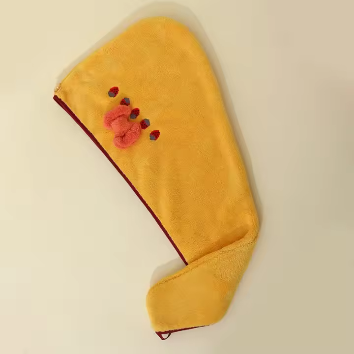 Gorro de secado de cabello grueso para mujer, gorro de toalla de secado rápido, bordado de terciopelo Coral, turbante súper absorbente - 1