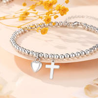 Pulsera de Encanto de Cruz de Corazón de Plata EWENSOO Regalo Perfecto para Mujeres, Niñas - details 3