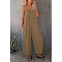 Mono informal de verano sin mangas con pernera ancha para mujer, pantalones de color liso con peto, mono culotte con bolsillos - details 16