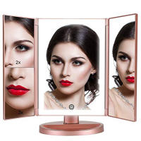 LZ1217 Espejo Cosmético, Espejo Trifold con 1x/2x/3x/10x de Aumento, Pantalla Táctil Ajustable y Barra de Luz LED, Espejo Cosmético Iluminado para Mesa - details 2
