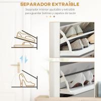 Zapatero moderno para recibidor de entrada para 12 pares de zapatos con cajones abatibles y estantes ajustables, zapatero estrecho para pasillo, blanco. - details 5