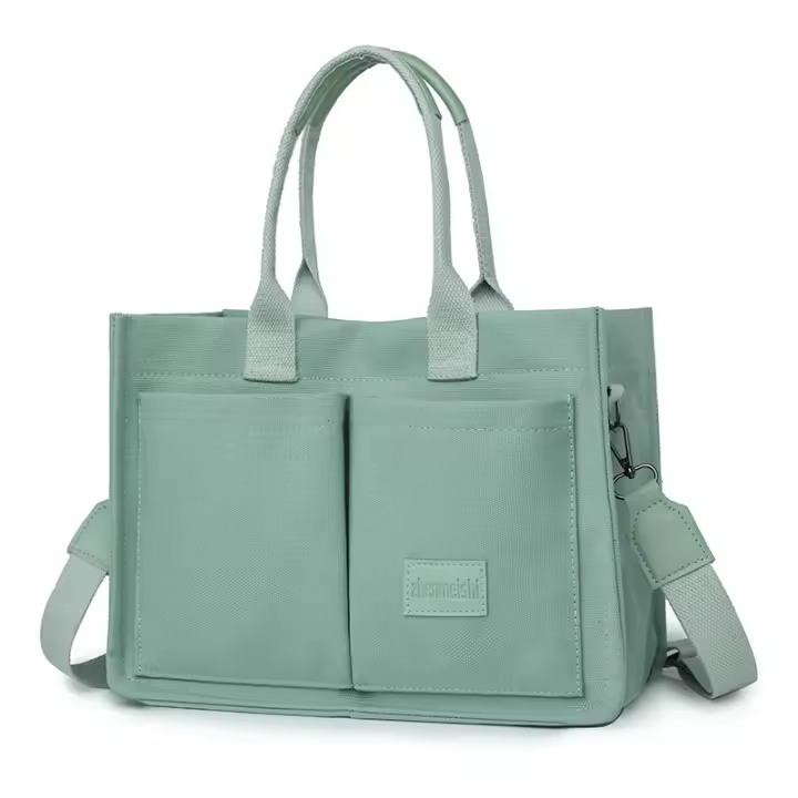 Bolso de mano elegante de color sólido para mujer, bolso de hombro de lona con múltiples bolsillos de gran capacidad, bolso de mano informal liviano, regalo para mamá, bolsos para mujer, monederos - 1