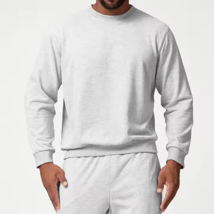 Sudadera deportiva casual de cuello redondo para hombres, color sólido, sudadera para uso en casa y viajes - 1