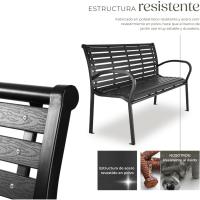 Banco de Jardín de Acero Galvanizado Estructura Exterior, Mueble de Jardín, Banco de Terraza, Estilo Rústico, Montaje Fácil Negro - details 5