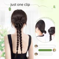 Peluca con moño de flores sintéticas, extensiones de cabello con Clip, trenza torcida, cola de caballo, moño rizado Natural y esponjoso - details 11