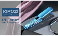 Alizador de Cabello Profesional KIPOZI Hierro Plano de Titanio Ajustable de 1.75 Pulgadas con Pantalla LCD Calentamiento Rápido de 30S Voltaje Dual Certificado CE - details 0