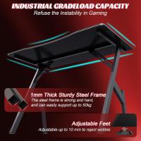 120 x 60 cm Escritorio Gaming Ergonómica Gamer Fibra Carbono para Ornador Portavasos y Gancho para Auriculares - details 12