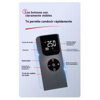 Inflador de neumáticos portátil con compresor de aire plateado, doble alimentación, enganches automáticos y pantalla digital precisa para coches, bicicletas, balones y motos - details 1
