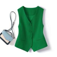 Nuevo y elegante chaleco con cuello en V, negocios formales con una hilera de botones, moda para mujer, chaleco vintage rojo - details 10