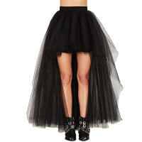 Falda gótica Punk para mujer, talla elástica, cuello alto, estilo Bo, Cosplay de Halloween, Maxi vestido asimétrico de tul suave - details 4