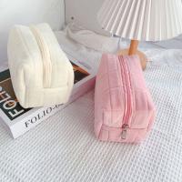 Bolsa de Maquillaje de Peluche Portátil Color Sólido, Cierre de Cremallera, Bolsa de Higiene Personal, Bolsa de Almacenamiento de Belleza para Viajes - details 1