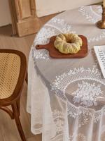 Mantel blanco ENCE, espejo redondo, estampado de vid floral, decoración de mesa de comedor de salón - details 5