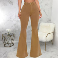 Pantalones acampanados de mezclilla elástica ajustados a la cintura HSF99 Fashion - details 74