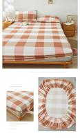 Bonenjoy-sábana ajustada de estilo a cuadros para el hogar, cubierta de cama transpirable, ropa de cama suave con banda elástica, sin funda de almohada, 1 unidad - details 1