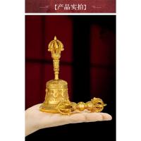 Campana agitadora de mano con mortero de diamantes de nueve hebras para el hogar, chapada en oro, plata pura étnica tibetana, 15cm - details 11