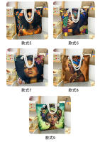 Nueva bolsa de mano bolsa de playa Bart pintado pintura bolsa de dibujos animados lino bolsa de lona de gran capacidad negro hermosa mujer - details 5