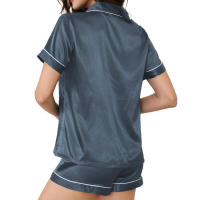 Conjunto de pijama de seda sintética para mujer, ropa de estar brillante, cárdigan, pijama de satén con solapa - details 26