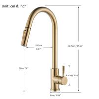 Grifo extraíble para fregadero, grifo mezclador monomando de agua, rotación 360, oro cepillado, ducha de cocina - details 9