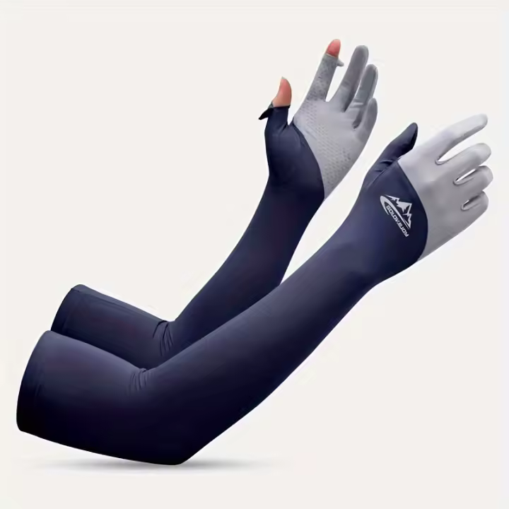 Un par de mangas de protección solar de verano para hombres y mujeres, mangas transpirables y antideslizantes con capacidad de pantalla táctil para ciclismo al aire libre. - 1