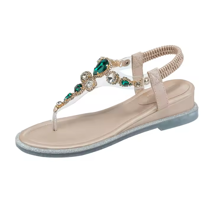 Sandalias romanas informales bohemias de verano con punta redonda y plataforma abierta para mujer - 1