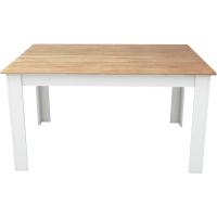 Mesa Comedor, Modelo Denver, para salón, Cocina, Acabado Blanco y Cambria, Dimensiones 138 (Largo) x 90 (Ancho) x 75 (Alto) (Blanco/Madera) - details 2