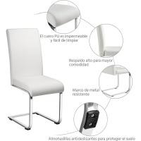 2 Piezas Sillas de Comedor Sillas de Oficina Conferencia Altura 47cm Carga Máxima 135kg Blanco - details 8