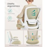 Silla de Oficina, Silla de Escritorio de Malla, Silla Giratoria Ergonómica, Soporte Lumbar, Oscilante, Asiento de 53 cm, Apoyabrazos Abatibles, Negro OBN037BKV2 - details 22