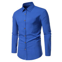 Camisa de manga larga con botones para hombre, camisa informal de negocios, Color sólido, cómoda, Social, Oficina, blusa blanca y negra, moda de otoño - details 63