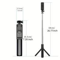 1pc Palo selfie extensible con control remoto inalámbrico, soporte trípode para smartphone giratorio 360 ° , material ABS alimentado por batería, cardán reemplazable para transmisión en vivo y selfies, esencial para viajes, compatible con dispositivos - details 3