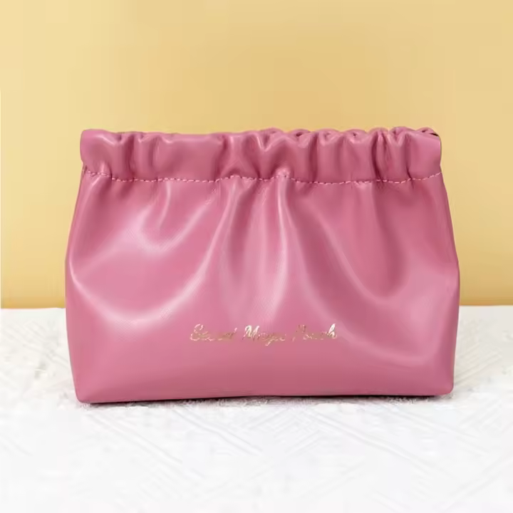 Bolsa creativa de estilo coreano con resorte de hoja de PU, bolsa de almacenamiento de Color sólido, bolsas para artículos pequeños, bolsa de cosméticos con cierre automático para niñas - 1