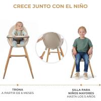 bebé 2 en 1, Silla Infantil, Trona portatil, Patas de Madera, Bandeja Ajustable, Fácil de limpiar, para niños, Beige - details 2