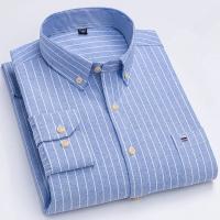 Camisas Oxford 100% algodón para hombre, nueva gran oferta, ropa informal de manga larga a rayas con botones suaves a cuadros, ropa Formal para hombre de talla grande 7XL 6XL - details 3