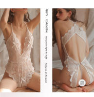 Lencería sexy y elegante para mujer, conjunto de body sin entrepierna con escote profundo en V, talla grande, tentador y de corte bajo. - details 14