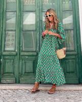Vestido largo estampado de ropa de moda para mujer, puños con estampado geométrico bohemio - details 2