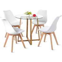 Juego de Mesa de Comedor y Sillas, 1 Mesa Redonda de 80 cm + 4 Sillas Blancas, de Diseño Nórdico - details 93